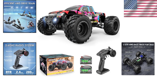 Fast 1:12 Scale RC Monster Truck - 38 km/h 4WD Electric Toy for Kids & Adults