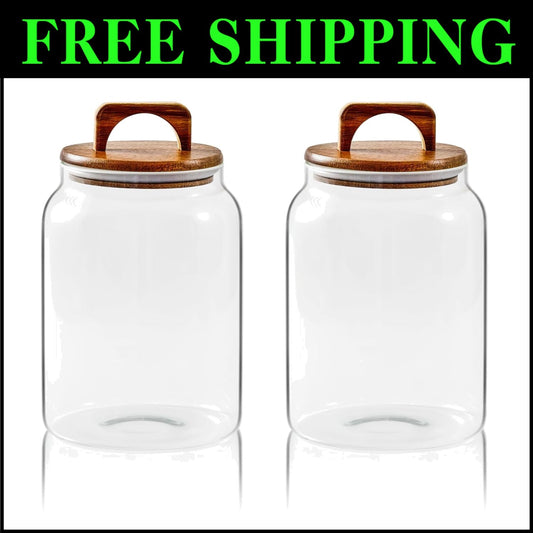 2-Pack Airtight 90oz Glass Jars - Perfect for Laundry Detergent & Pantry Items