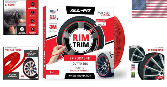 Durable 25ft Red Wheel Rim Protector for 24" Wheels – Easy DIY Installation