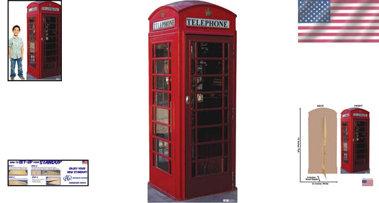 Vibrant English Phone Booth Cardboard Cutout – Ideal for Children's Parties