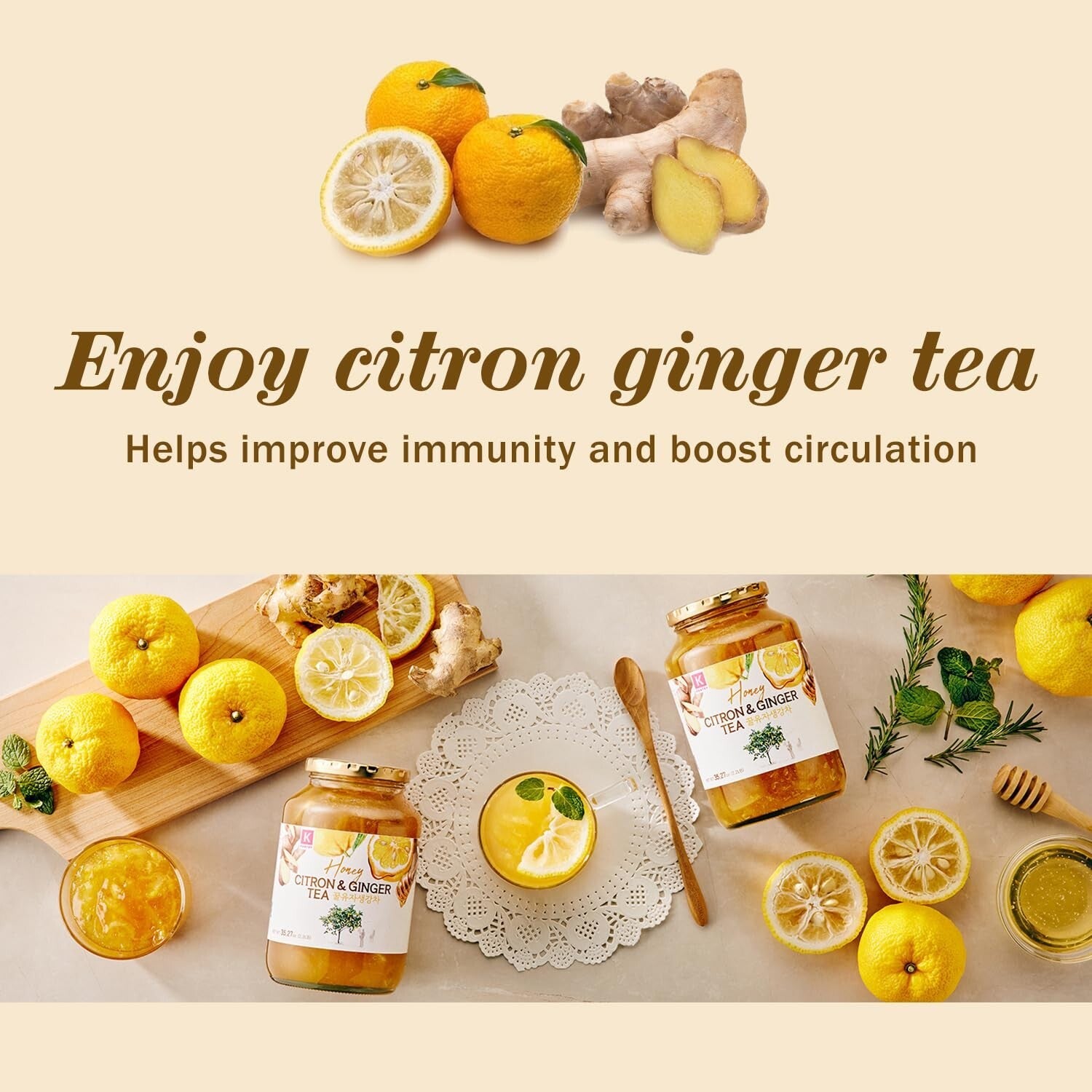 Korean Marmalade with Ginger & Yuzu - Perfect for Tea & Culinary Uses, 2 Pack