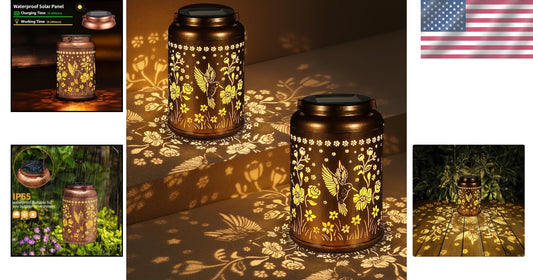 Waterproof Solar Lanterns - Hummingbird Hanging Lights for Garden Gifts 2PK