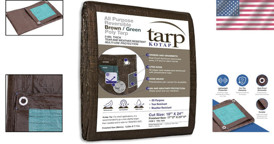 18 x 24 Ft. Waterproof Reversible Poly Tarp - Lightweight All-Purpose Protection