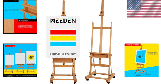 Adjustable H-Frame Easel with Tilt and Wheels - Ideal for Canvas Art up to 48"