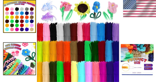Vibrant 1800 Pcs Chenille Pipe Cleaners - DIY Craft Supplies for Kids & Adults