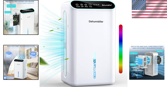 Ultra-Quiet 86oz Dehumidifier for Bedrooms with Aromatherapy & Auto Shut-off