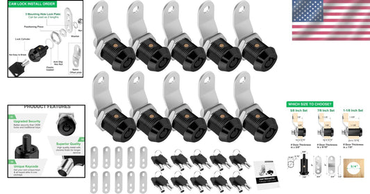 10-Pack RV Storage and Toolbox Locks - Chrome Finish 5/8 Inch Keyed Alike