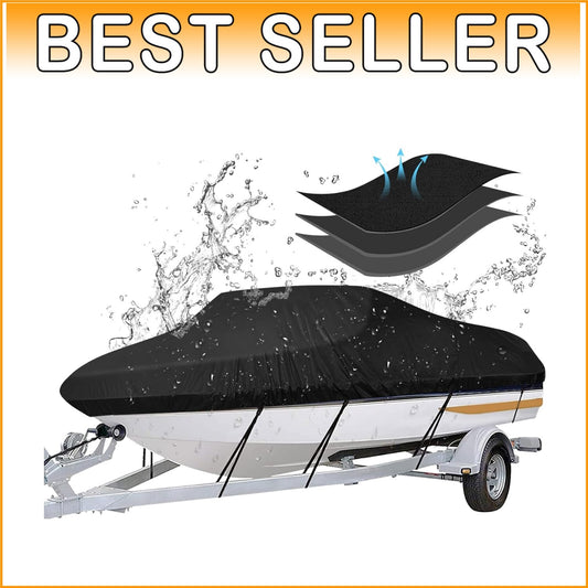 Durable Waterproof Boat Cover for 17'-19' V-Hull, Fishing, and Bass Boats