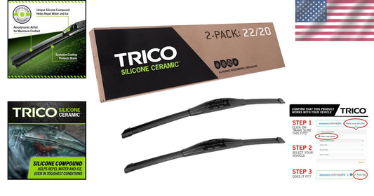 Ceramic Coated Wiper Blades 22" & 20" for Clear Vision - Automotive Pack of 2