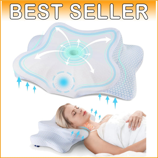 Ergonomic Cervical Pillow for Neck Pain Relief - Contour Memory Foam Queen Size