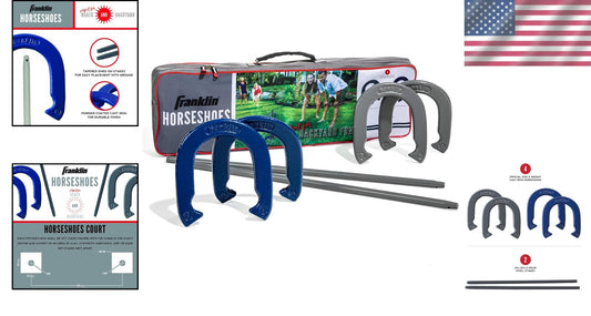 Durable Metal Horseshoe Game Set with 4 Horseshoes and Stakes - Outdoor Fun