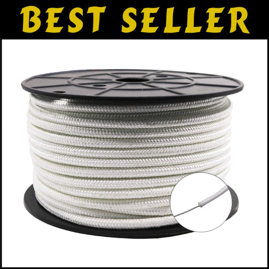 Durable 5/16'' x 100' Wire Center Flagpole Rope - Tamper-Proof Polyester Halyard