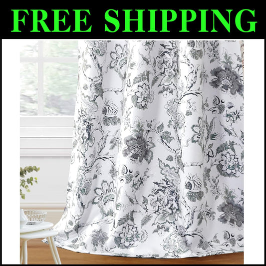 Stylish Blackout Curtains 84" with Floral Print – Energy Saving & Noise Reducing