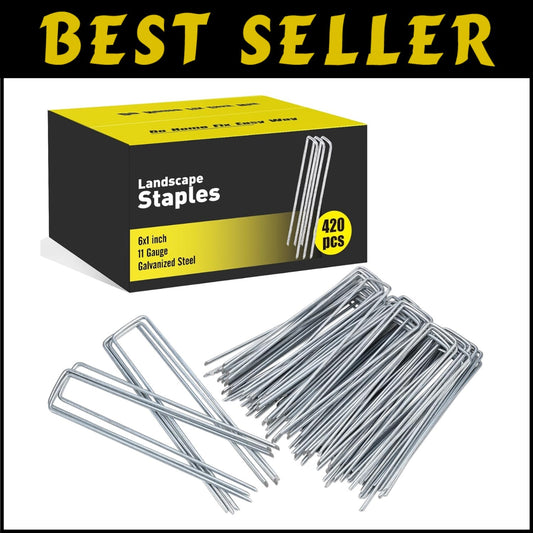 420pcs Galvanized U-Shaped Garden Stakes - 6-Inch for Versatile Outdoor Use