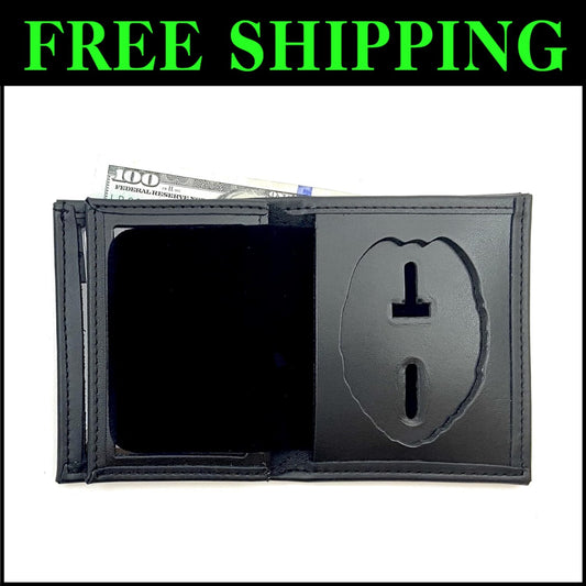 Compact Leather Badge Wallet for Police and Security - Fits Blackington 296