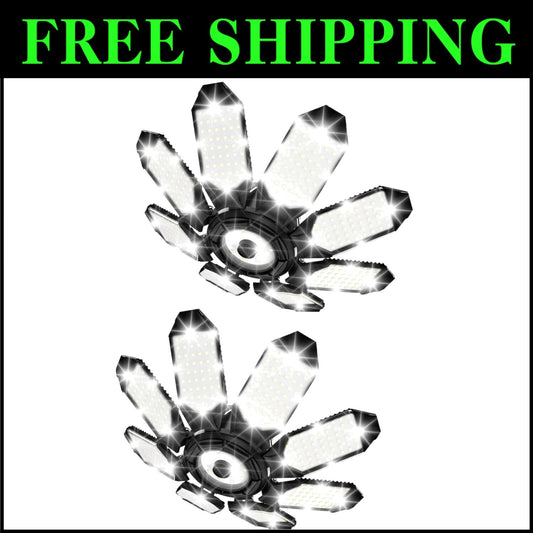 Dual Pack 260W Deformable LED Garage Light 52000LM for Adjustable Brightness