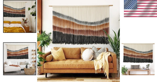 Intricate Coffee Brown Macrame Wall Hanging: Handcrafted Tie-Dye Tapestry