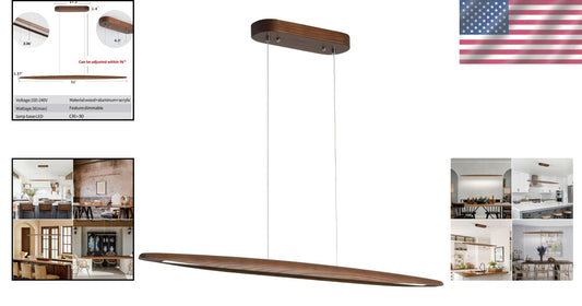 Energy-Saving 51" Real Wood Pendant Light for Stylish Dining and Kitchen Spaces