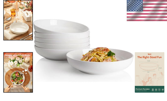 7.6 Inch Stackable White Salad Bowls - Microwave & Dishwasher Safe Set of 6