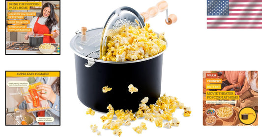 Authentic 6-Quart Stovetop Popcorn Maker with FREE Organic Kit for Movie Nights