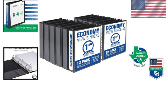 12-Pack 1.5 Inch 3-Ring Binders with Clear View Cover - Organize with Style