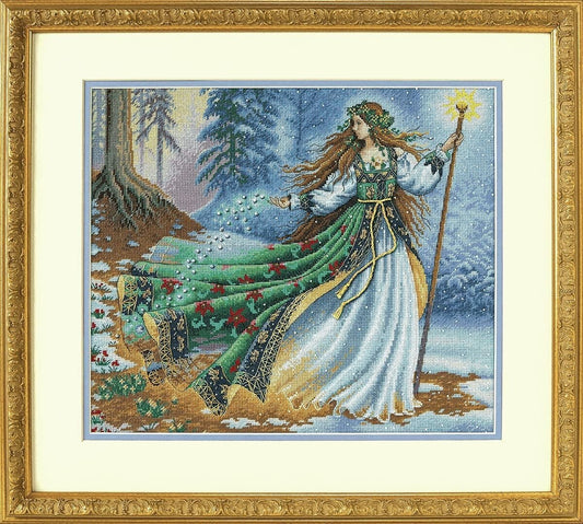 Elegant Woodland Fairy Cross Stitch Kit - Includes Beads and Easy Instructions