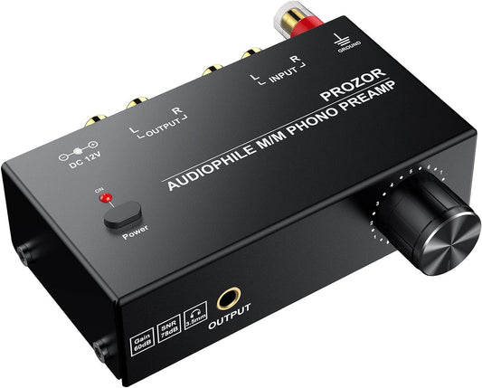 Versatile M/M Phono Preamplifier - RCA & 3.5mm Inputs for Home Audio Systems