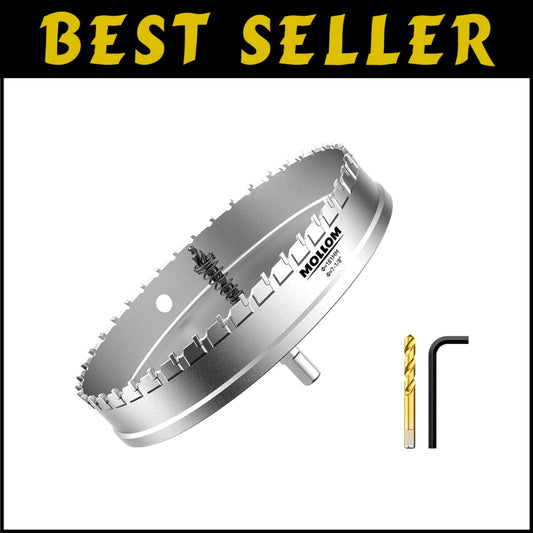 Tungsten Carbide Hole Saw 7-1/8" - Includes 2 Pilot Bits for Precision Drilling