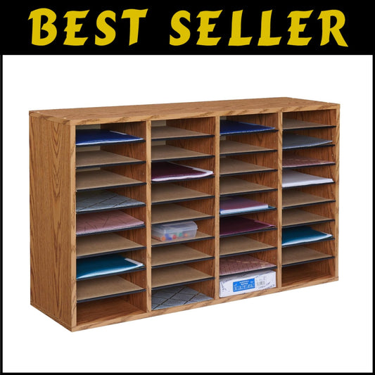 Multi-Functional 36 Compartment Literature Sorter - Easy Access Wooden Organizer