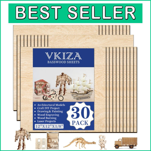 Versatile 30 PCS Basswood Sheets 12"x12" - Ideal for Engraving & Model Making