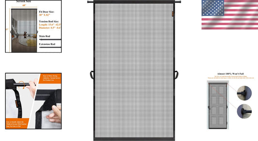 Lightweight Retractable Screen Door 38" x 82" - Easy Install & Adjustable Width