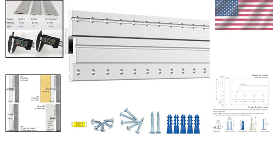 Complete 18" Picture Hanger System with Interlocking Brackets - 180 lbs Capacity