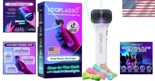 Rechargeable Glow String Shooter with UV Blacklight - Ultimate Kids STEM Toy