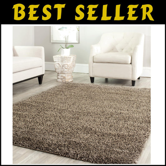 Elegant Mushroom California Shag Area Rug 6'7" x 9'6" - 2-Inch Thick Comfort