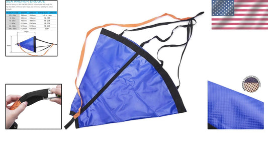Durable 50in Drift Sock for Fishing - Blue PVC Drogue for Boat & Kayak Stability