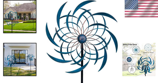 Durable Outdoor Wind Spinner - 80.3 Inch Kinetic Metal Sculpture for Gardens