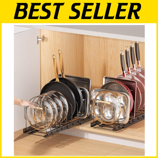 Customizable 2-Pack Pan Organizers with Adjustable Dividers for Tight Spaces