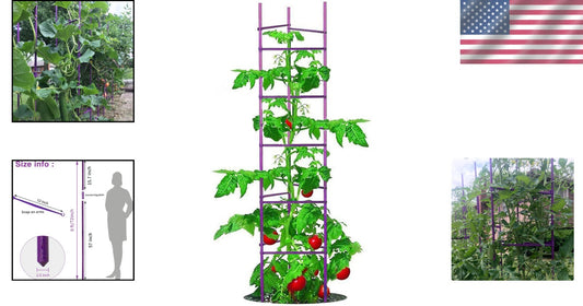 Triangular Tomato Cage Set - 73” Adjustable Garden Stakes for Plant Support