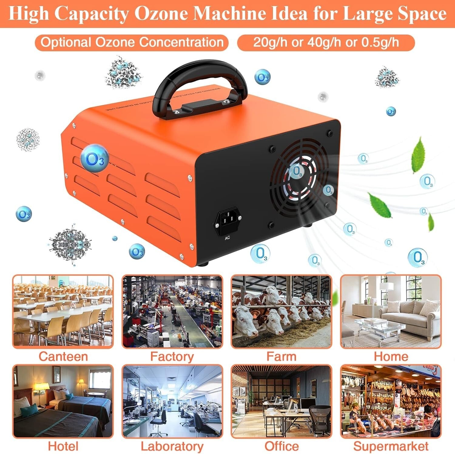 Ozone Machine 40,000mg/h Air & 500mg/h Water - Powerful Odor Eliminator for Home