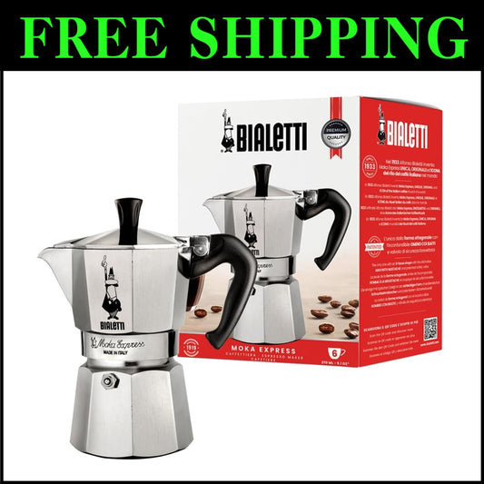 Moka Express 6-Cup Espresso Pot - Made in Italy, Perfect for Gas & Electric