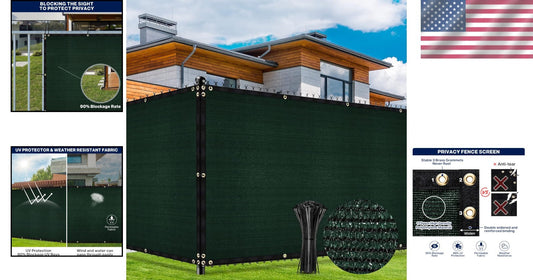 Commercial-Grade 5x50ft Green Fence Cover with Cable Ties - Heavy Duty