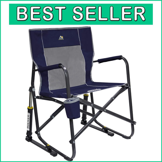 Lightweight Portable Rocking Chair with Armrests & Drink Holder - Indigo