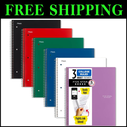 Water-Resistant Spiral Notebooks + Study App - Perfect for Organized Note-Taking