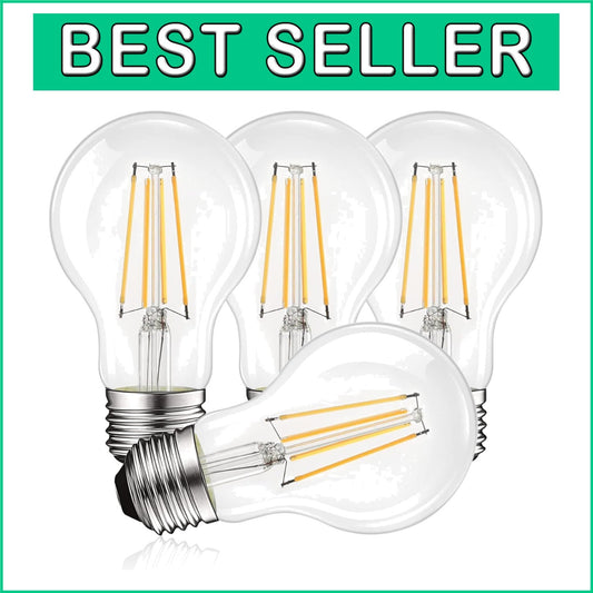 Elegant A19 LED Edison Bulbs 4-Pack - 60W Equivalent, 3500K Natural White Light
