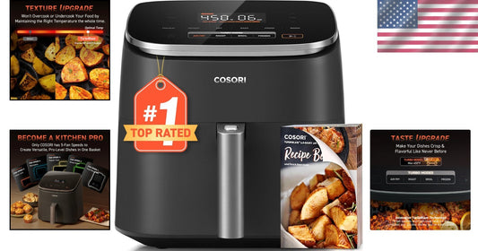 Efficient 9-in-1 Air Fryer with Non-Stick Basket & Family-Sized 6-Quart Capacity
