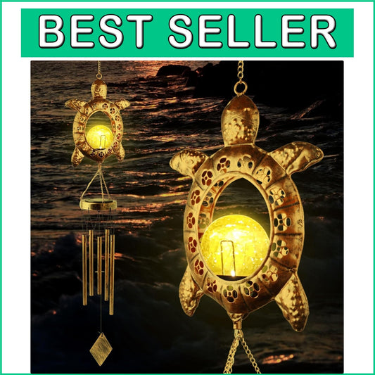 Durable Solar Turtle Wind Chimes - Soothing Melodies for Outdoor Spaces