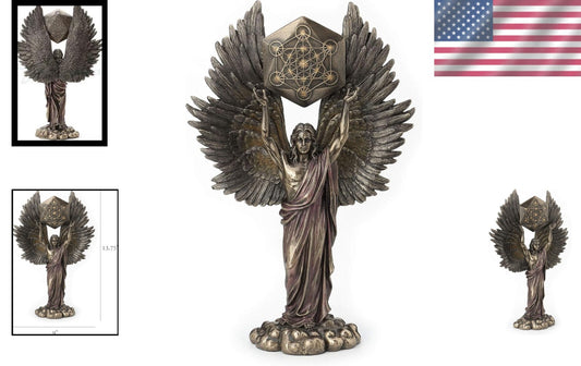 Unique Metatron Angel and Sacred Geometry Cube Statue - 2.5 lbs of Brilliance