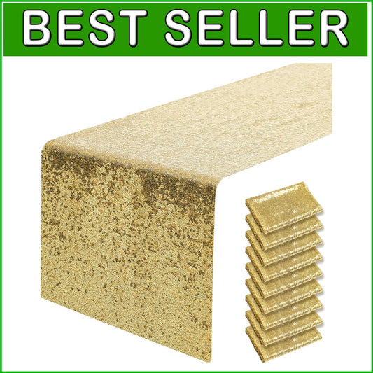 Dazzling Gold Sequin 12x72" Table Runners - Perfect for Parties, Weddings