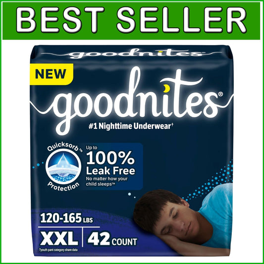 Boys' Nighttime Underwear XXL 120-165 lbs, 42 Ct - Leak-Free and Comfortable