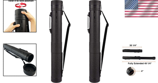 2-Pack Extendable Waterproof Poster Tubes, 30.5" to 49" with Shoulder Strap